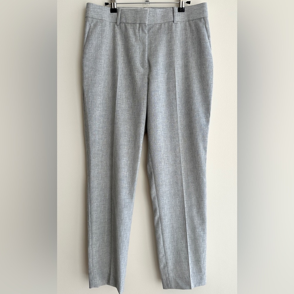 Reiss Women’s Grey Wool Blend Tapered Trousers, Gray Cropped Pants, Size 8